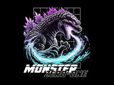 Godzilla Designs brand cyberpunk godzilla graphic design japanese merch design retro t shirt design vaporwave