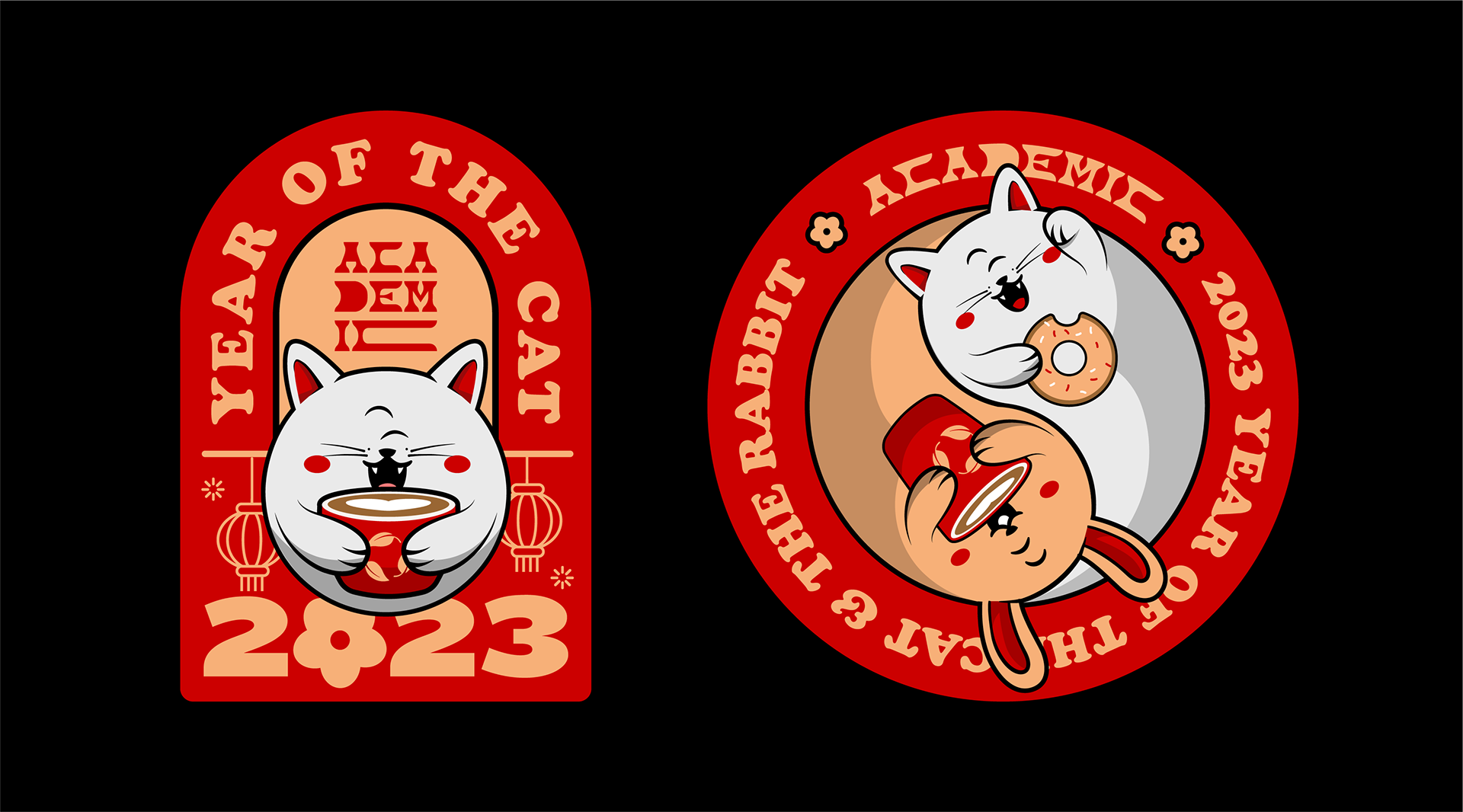 Academic Coffee - Year of the Cat & Rabbit graphic design illustration lettering type typography
