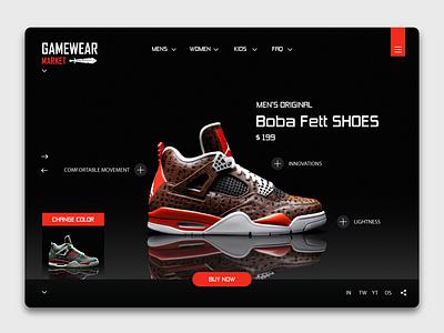 Gamewear Market - Boba Fett SHOES 3d ai design magazine magazine card market product card sdxl shoes shop site design ui ux uxui wear