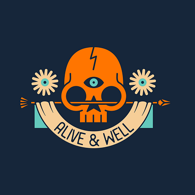 Alive & Well flowers graphic design illustration illustrator logo skull skulldesign skulllogo