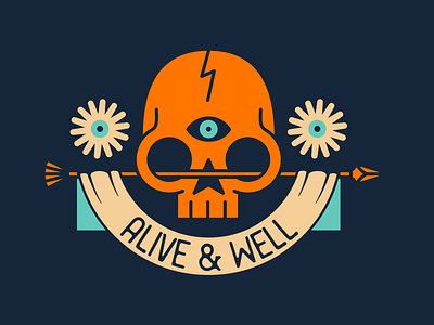 Alive & Well flowers graphic design illustration illustrator logo skull skulldesign skulllogo