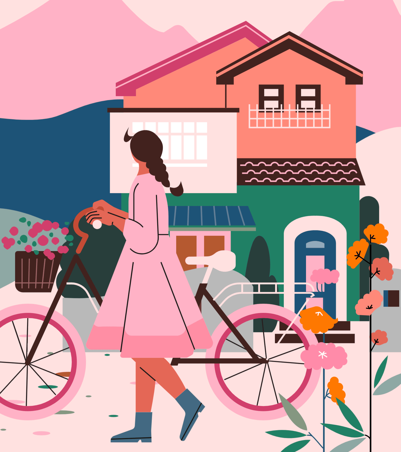 小园素作品 ：看风景的你 design flat graphic design illustration vector