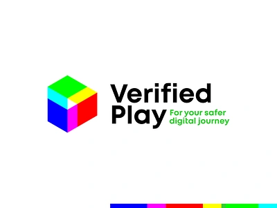 Verified Play logo design: RGB play icon + check mark check check mark checkmark content curated digital icon logo logo design mark music play rgb safe safety symbol trust verified video videos