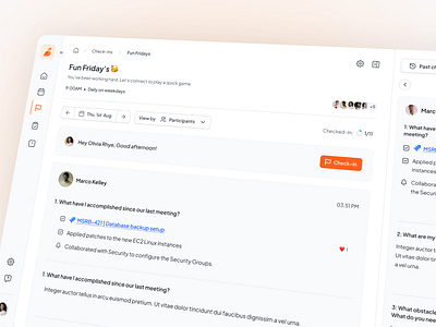 Team Check-ins Product Design checkin navigation orange product design teams ux ui warm