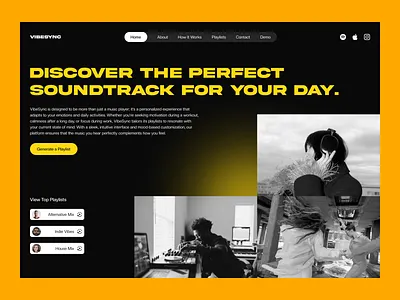Music Discovery Website Design clean website design figma designer ui design ui inspiration ux inspiration ux ui designer web design website design yellow yellow website
