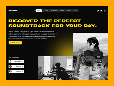 Music Discovery Website Design clean website design figma designer ui design ui inspiration ux inspiration ux ui designer web design website design yellow yellow website