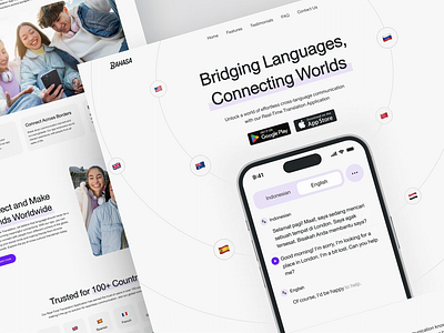 Bahasa - Real-Time Translation Website Animation animation clean country design landing page language solution translate ui web website
