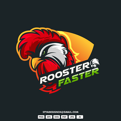 Rooster Faster Mascot Logo animation branding design esports esportslogo gaminglogo graphic design illustration logo mascot mascotlogo typography vector