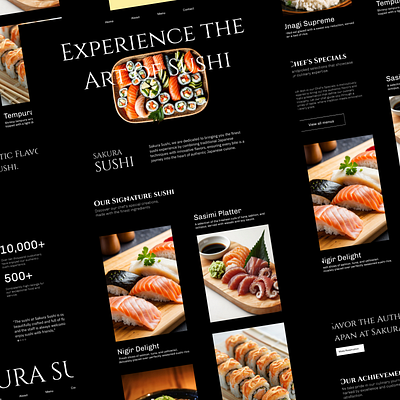 Sakura Sushi - Elegant Restaurant Website Design dark mode