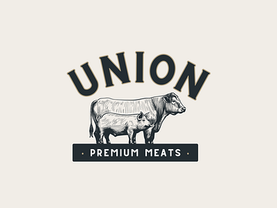 Union Premium Meats brand branding butcher logo cattle cow logo design family farm logo farm animals farm design farm logo farming graphic design homestead logo illustration logo logo design meat pig logo premium meat primary logo design