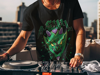 Green Devil apparel artwork clothing design devil digital art digital illustration dj art evil fantasy illustration music tshirt design