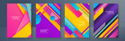 Creative colorful covers or posters minimal gradient graphic