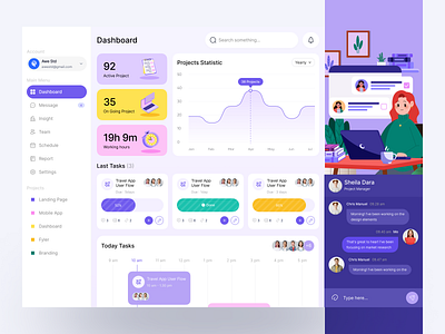 Task Management App 2d illustration b2b crm dashboard graphic design homepage illustration landing page mobile app product design project management project management dashboard saas saas dashboard saas design saas producct schedule dashboard task management team work dashboard web app