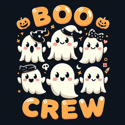 Boo Crew Halloween Special T-Shirt Design digital art graphic design halloween spooky t shirt t shirt design vector