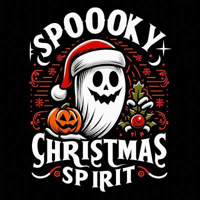 Spooky Christmas T-Shirt Design christmas halloween pumpkin spirit spooky t shirt t shirt design vector