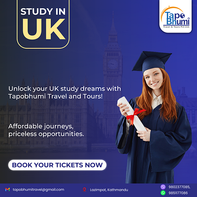 Study in UK post design design graphic design postdesign socialmediapost studyinuk studypost travel travelpost uk