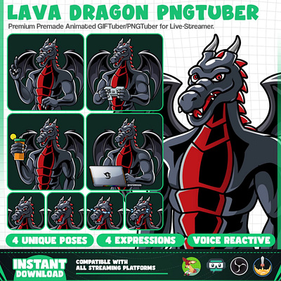 Lava Dragon Premade PNGTuber & GIFTuber Model dragon premade