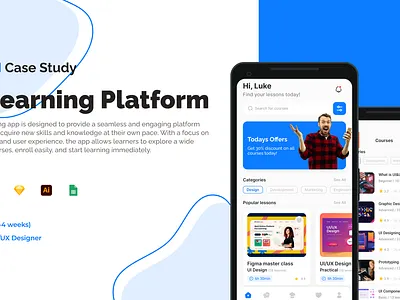 E-Learning App UX/UI Case Study | Clean & Minimalistic Design UI branding case study design e learning app e learning app uiux figma graphics logo ui ui design uiux uiux case study vectors