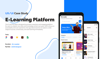 E-Learning App UX/UI Case Study | Clean & Minimalistic Design UI branding case study design e learning app e learning app uiux figma graphics logo ui ui design uiux uiux case study vectors