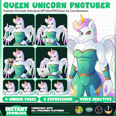 Queen Unicorn PNGTuber & GIFTuber Model |Queen Unicorn PNGTuber female pngtuber