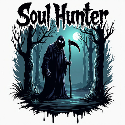 Soul Hunter Evil T-shirt design devil digital art halloween illustration spooky t shirt t shirt design