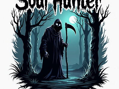 Soul Hunter Evil T-shirt design devil digital art halloween illustration spooky t shirt t shirt design