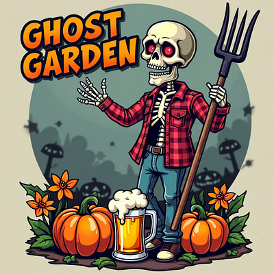 Ghost Garden Halloween Special T-Shirt Design screaming t shirt design