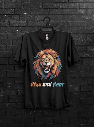 Rise And Roar T-shirt Design digital art elegance fire leadership rise roar t shirt design vector