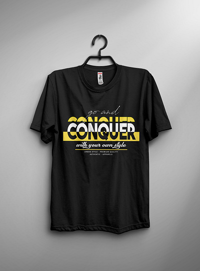 "Conquer" Typography T-shirt Design conquer design go illustration move on own style t shirt design typography