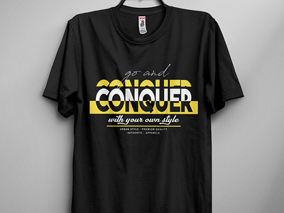 "Conquer" Typography T-shirt Design conquer design go illustration move on own style t shirt design typography