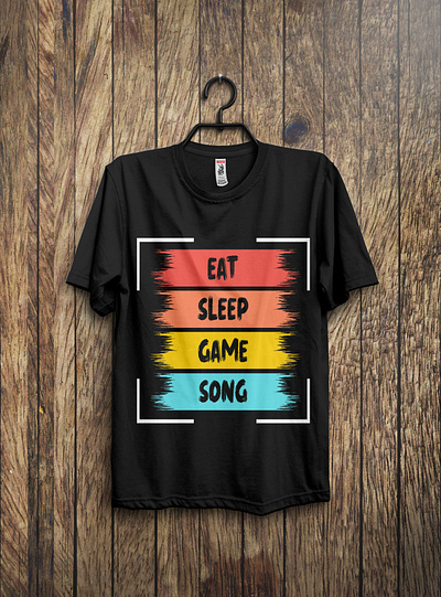 Vintage Retro T-Shirt Design design digital art eat game illustration retro sleep song t shirt t shirt design typography vector vintage