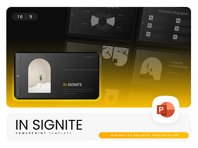 In Signite PowerPoint Template black business corporate gsl in signite key minimalist modern ppt pptx presentation template ui website yellow