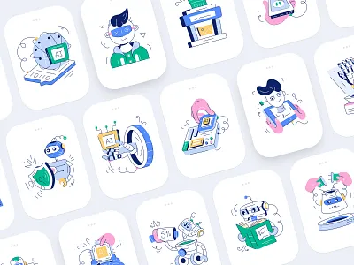 AI Illustrations Set ai artificial intelligence artwork automation design doodle doodle design hand drawn illustration illustration art illustrator machine learning mini illustrations minimal security technology ui vector vectors web illustration