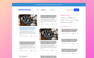 Around Startups News Site branding logo ui