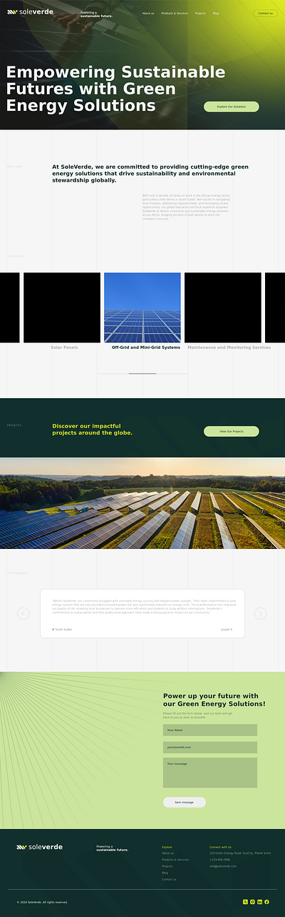 Soleverde - Website Design & Logo Design Squarespace battery storage systems electric car charging stations energy energy sector energy solutions environmental green energy solutions logo off grid and mini grid systems solar panels solar water pumps and heaters sustainability