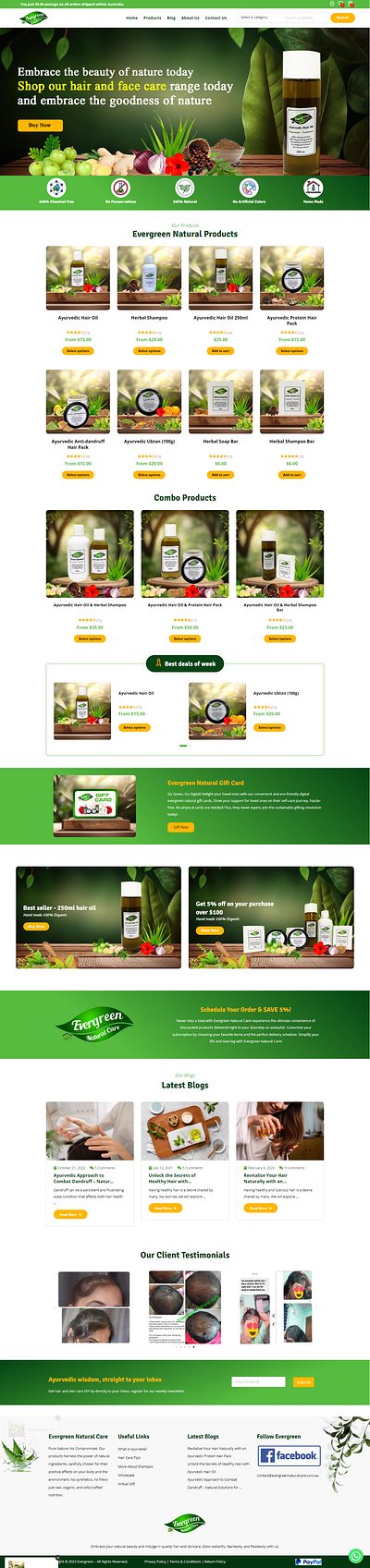 Evergreen Natural Care Website Using WordPress wordpress