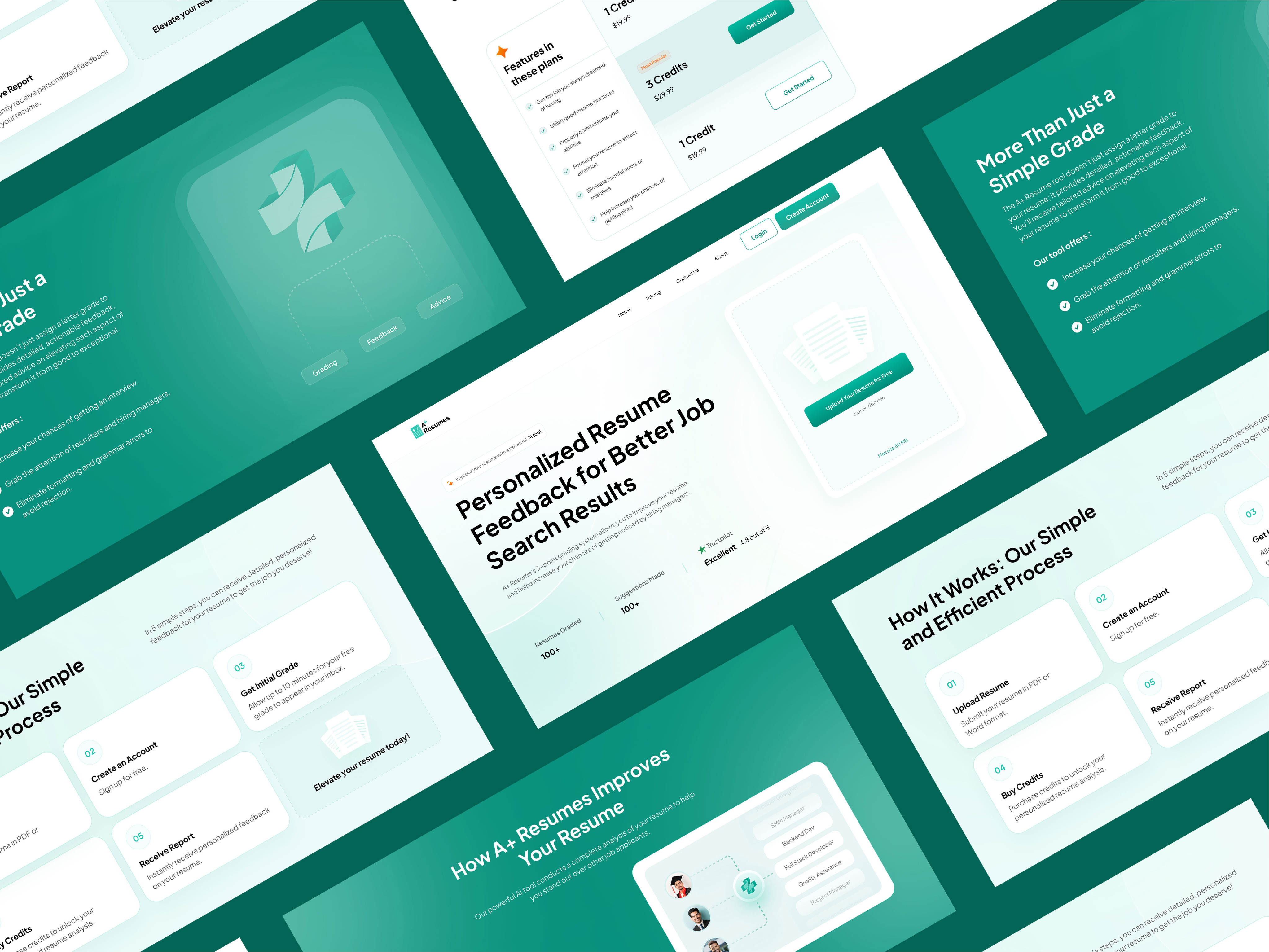 Landing Page - A+ Resume ai grades grading landing page minimal modern resume ui ux