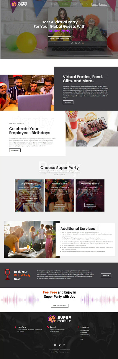 Super Party Website Using WordPress wordpress