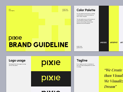 Pixie - Guideline agency brand brand guideline branding color palette creative deck design graphic graphic design guideline logo pitch pitch deck presentation studio