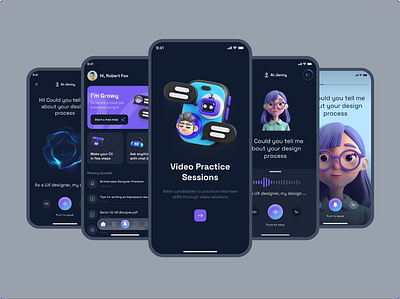 AI Interview Moile app ai cv ai powered aivideo aivoice ui uiux uiuxmobile