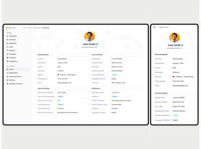 Profile Page Design account account details account page display name inspirational designs mobile app personal details preferences profile profile page profile page design profile page designs profile page figma profile settings page responsive responsive web design security settings user detail page user profile page template web app
