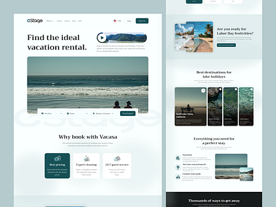 Vacation Rentals & Experiences adventure airbnb booking booking platform design clean hotel booking landing page landing page mobile friendly product design real estate resort revervation travel agency travel landing page travel service travelling vacation rental vacation web platform web design