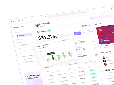 Online banking dashboard - Universal Bank dashboard finances onlinebanking userexperience userinterface uxui