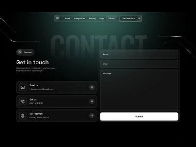 Contact form app b2b call contact dashboard email form location product design saas ui ux web