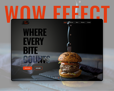 Burger Café | WOW EFFECT | UI/ UX Design adobe photoshop burger cafe figma hero section uiux web design