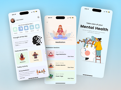 Mental Health App app design design design kit health mental mental health ui ui design ui kit uiux ux design