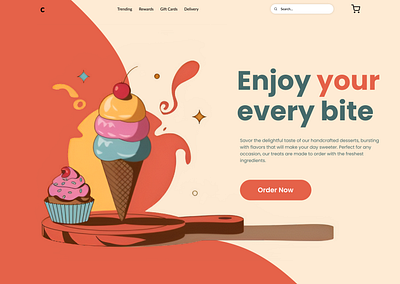 UI Design for a Delightful Bakery Website | Crafted with Figma clean concept design design designinspiration ecommerce figma food hero hero section homepage ice cream ice cream shop inspiration productdesign responsivedesign ui uidesign webdesign website design