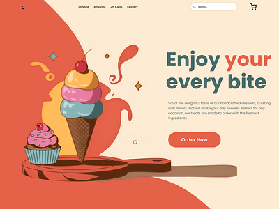 UI Design for a Delightful Bakery Website | Crafted with Figma clean concept design design designinspiration ecommerce figma food hero hero section homepage ice cream ice cream shop inspiration productdesign responsivedesign ui uidesign webdesign website design