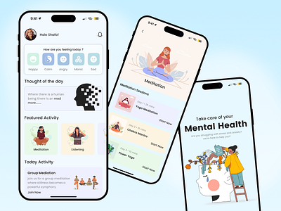 Mental Health App app design branding design figma health illustration mental mental health ui ui design uiux ux ux design