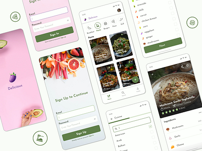 Delicious - Recipe and Cooking App app branding design ui ux